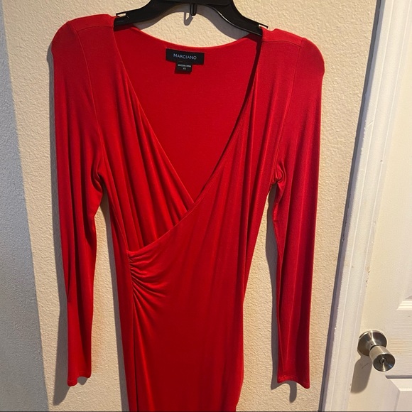 Great Condition MARCIANO Red Bodycon Wrap Midi Maxi Dress XS - Picture 4 of 5